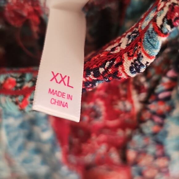 Floral Boho Maxi Dress Xhilaration S-XXL Smocked Off Shoulder Pockets Front Slit - Picture 4 of 5
